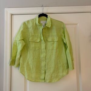 Liz Claiborne Women’s Lime Green Button Down Linen Shirt